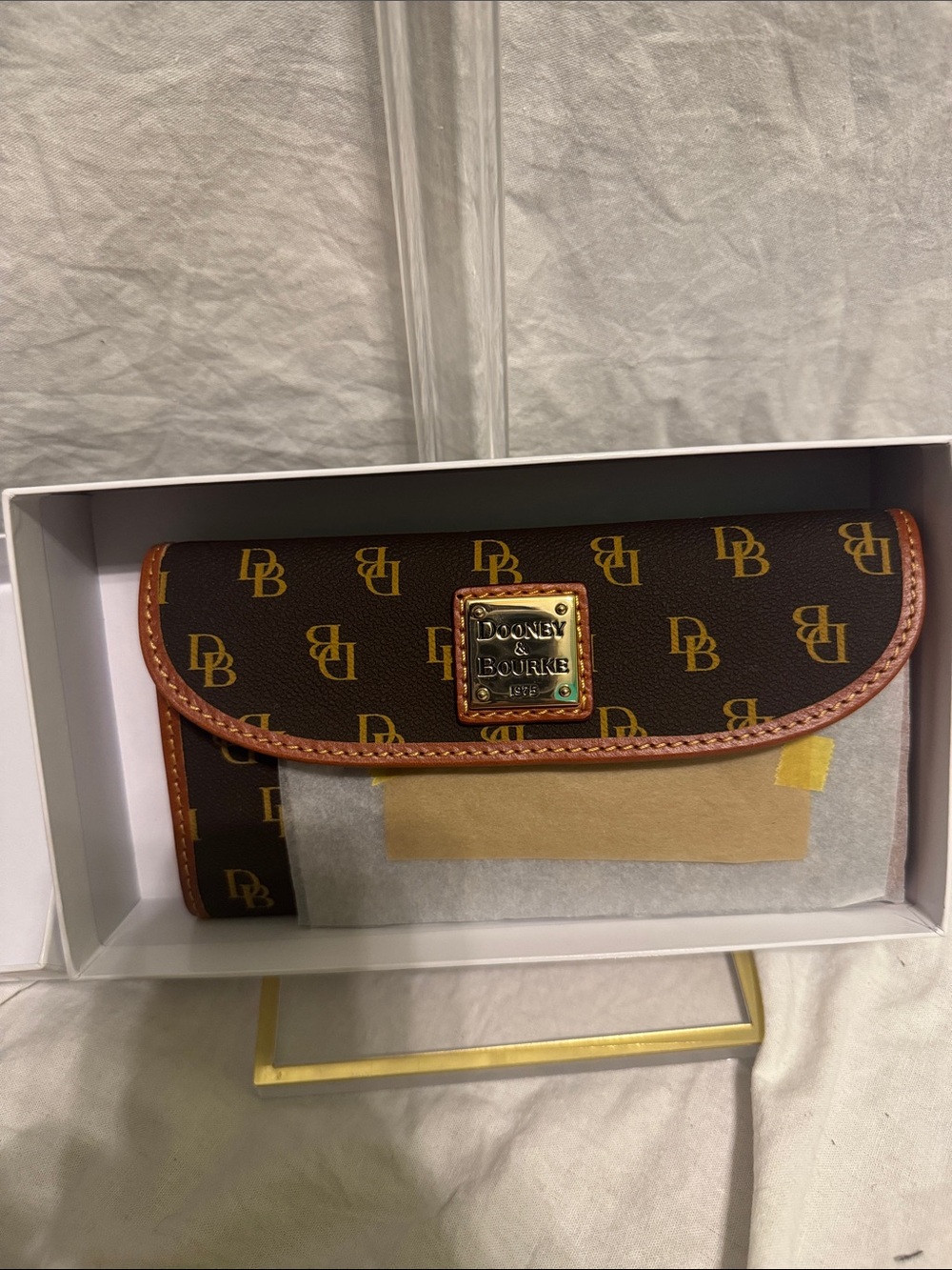 Dooney & Bourke Brown and Tan Logo Continental Wallet